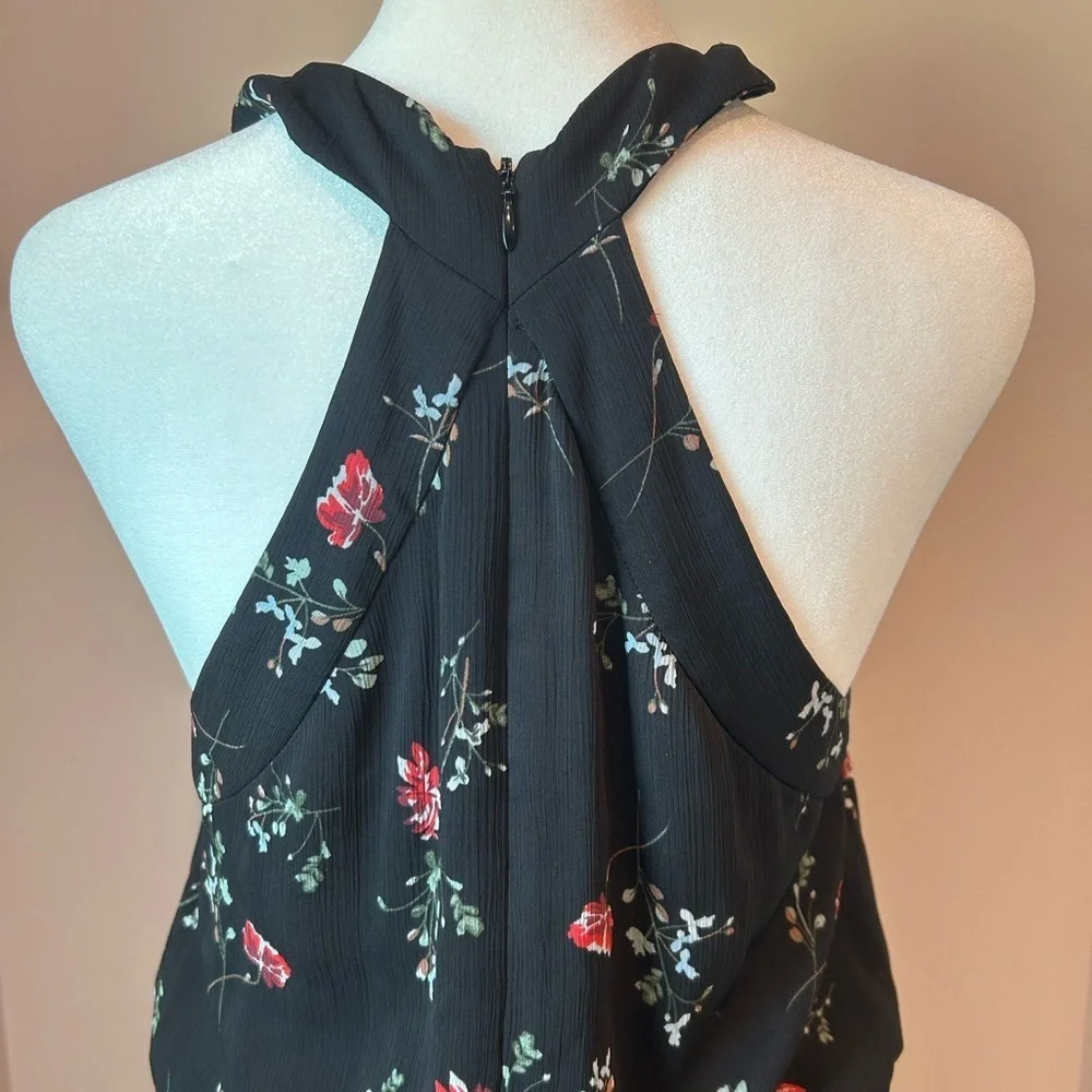 GREAT JONES Black Floral Halter Blouson Dres Size Medium - Picture 5 of 10